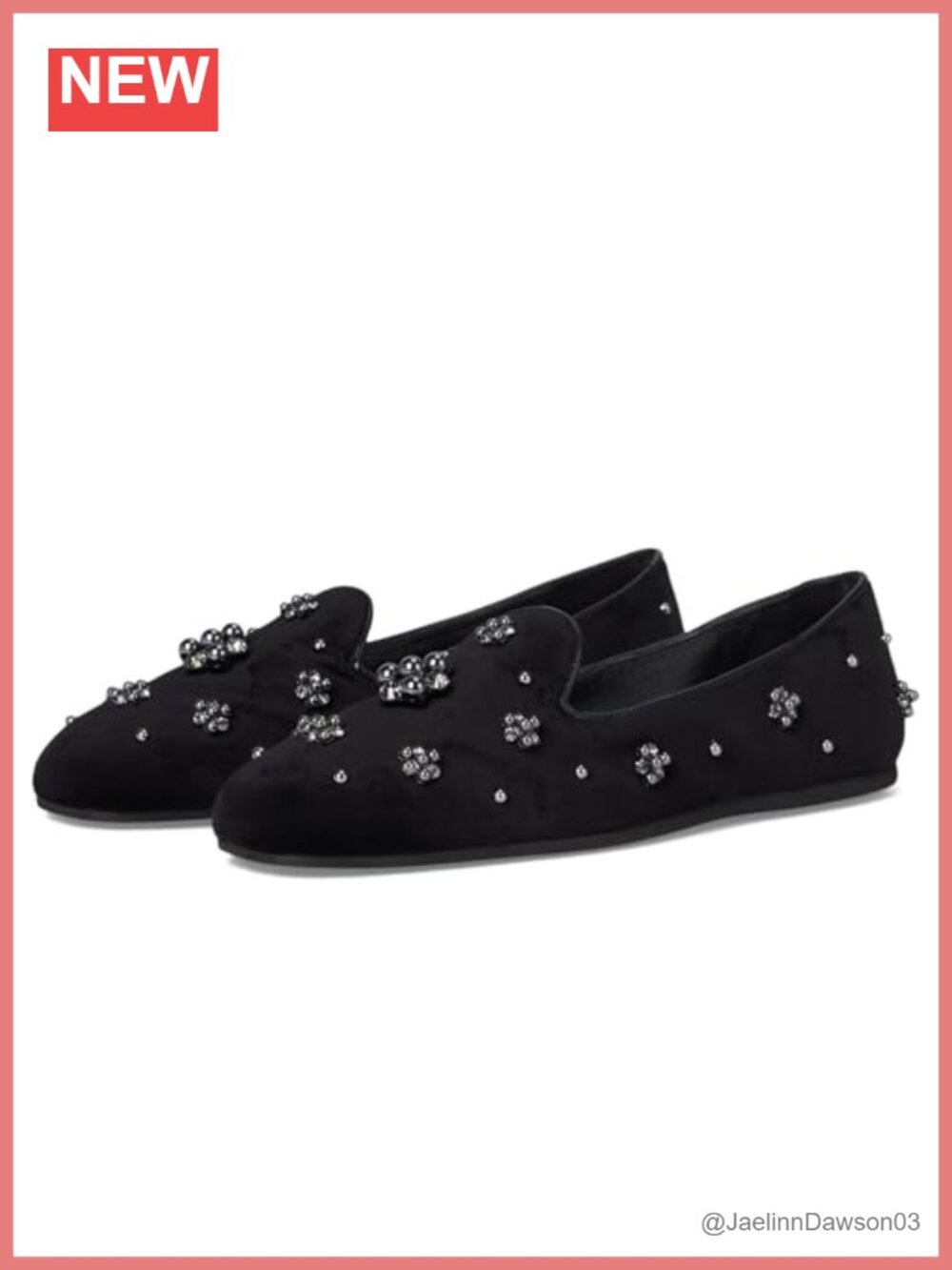 Studded Square Toe Slip-On Loafers Cotton Upper Flat